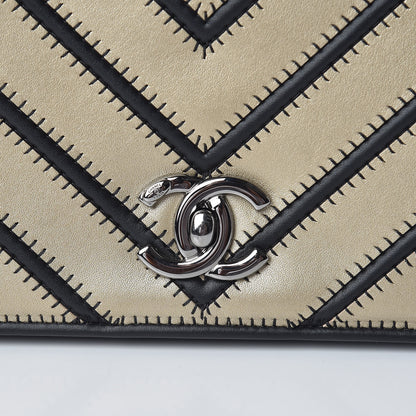 Chanel Lambskin Chevron Quilted Small Couture Flap Black Gold 10 of 10
