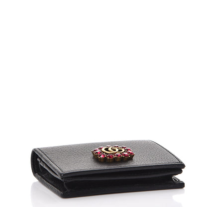 Gucci Calfskin Crystal Double G Card Case Black 4 of 7