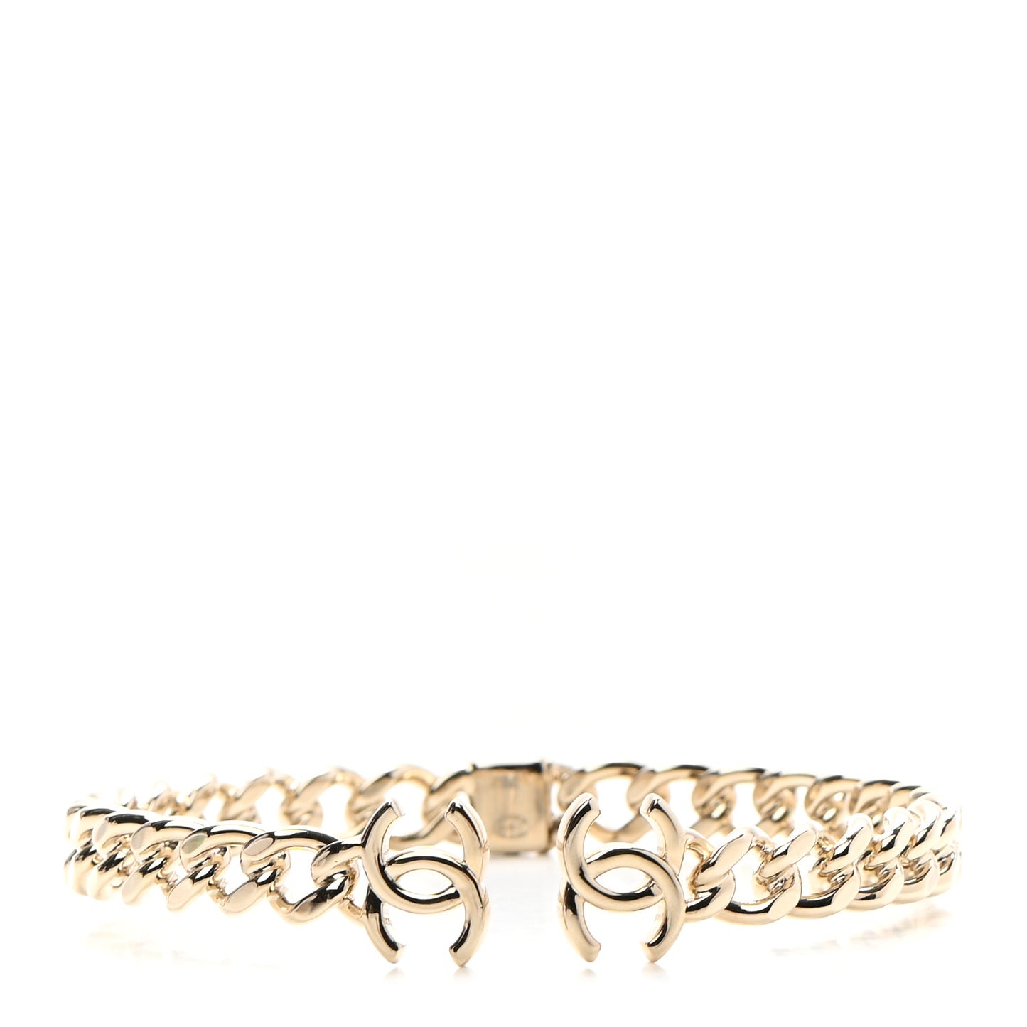 Metal CC Chain Link Choker Necklace Gold