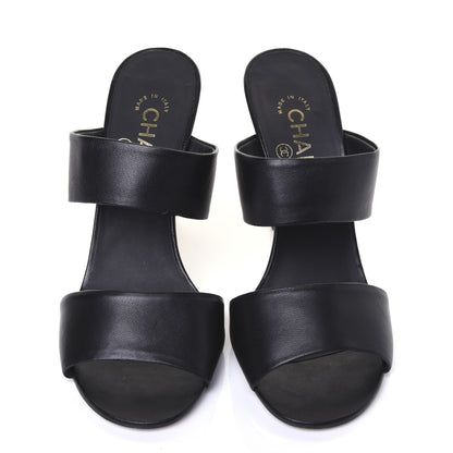 Chanel Lambskin Pearl Sandal Mules 37 Black 5 of 12