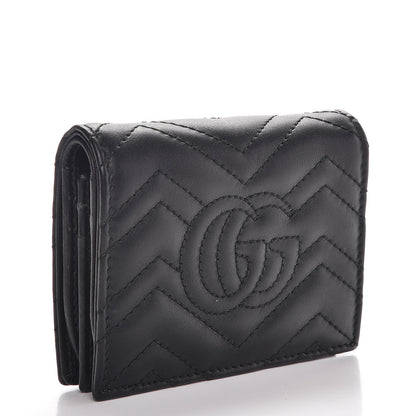 Gucci Calfskin Matelasse GG Marmont Card Case Wallet Black 3 of 7