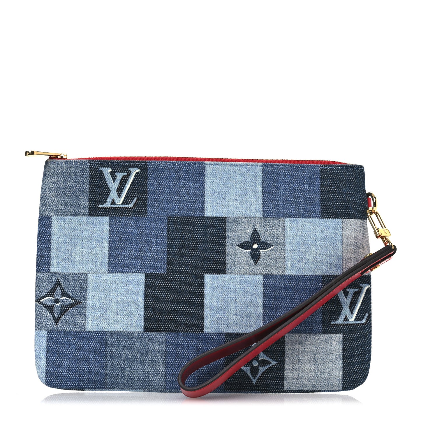 Denim Monogram Patchwork City Pouch Blue Rouge