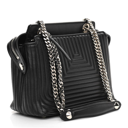 Fendi Shiny Nappa Trapuntata Chain Small DotCom Click Chain Satchel Black 3 of 11
