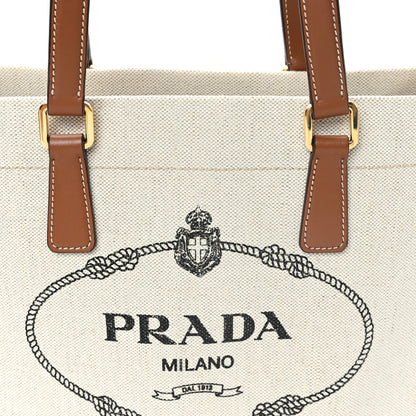 Prada Canvas Shopping Logo Tote Naturale 7 of 9
