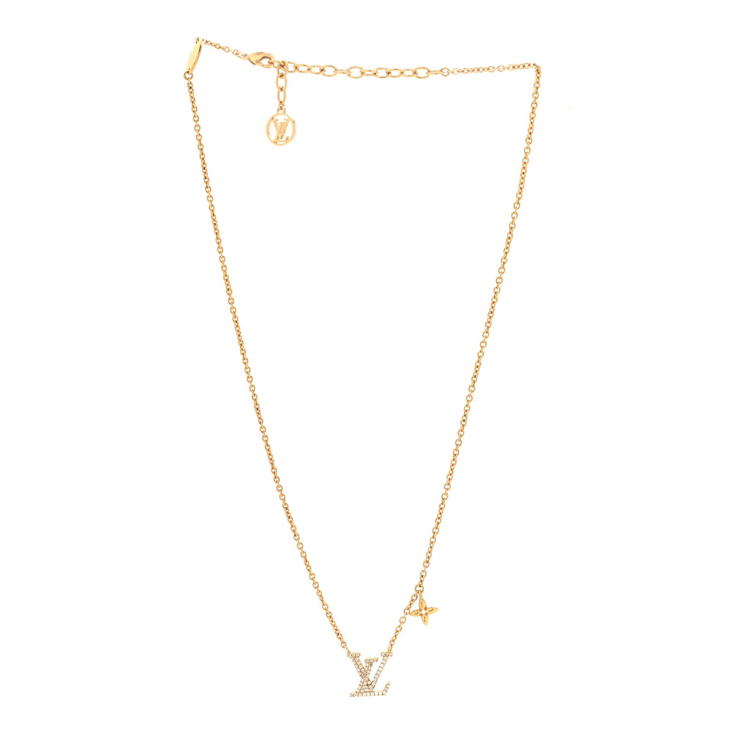 Louis Vuitton Metal Crystal LV Iconic Necklace Gold 3 of 7
