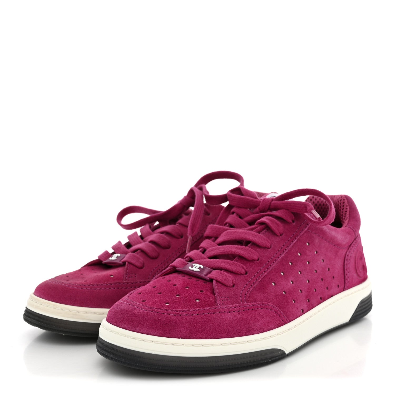 Chanel Suede Calfskin Logo Sneakers 37 Dark Pink 4 of 10