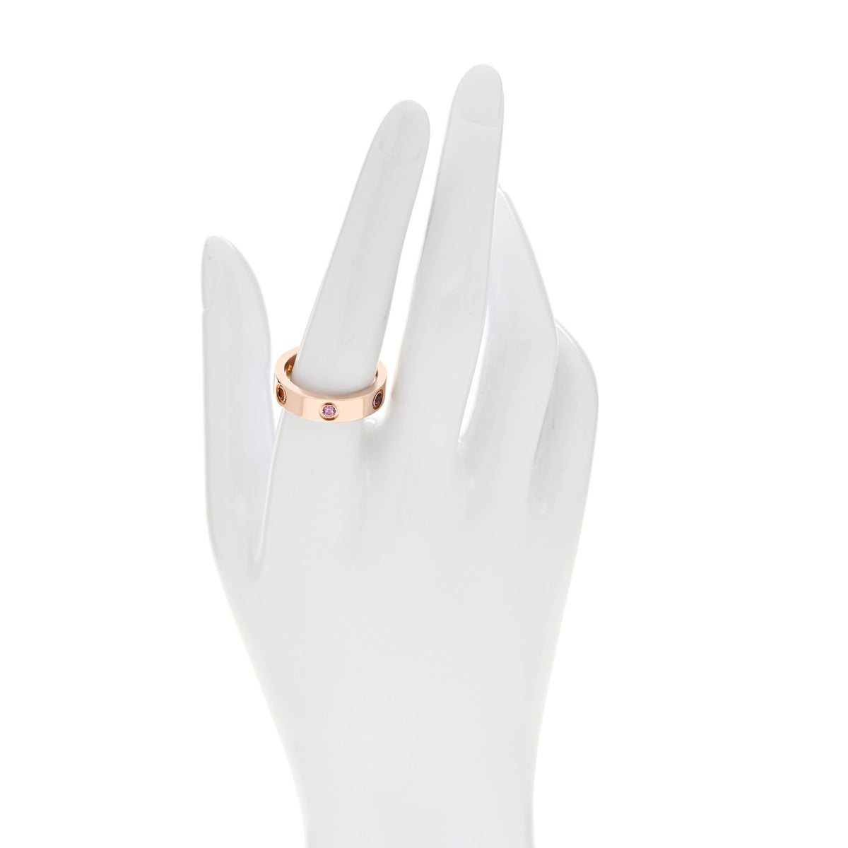 18K Pink Gold Sapphire Garnet Amethyst 5.5mm LOVE Ring 58 8.5