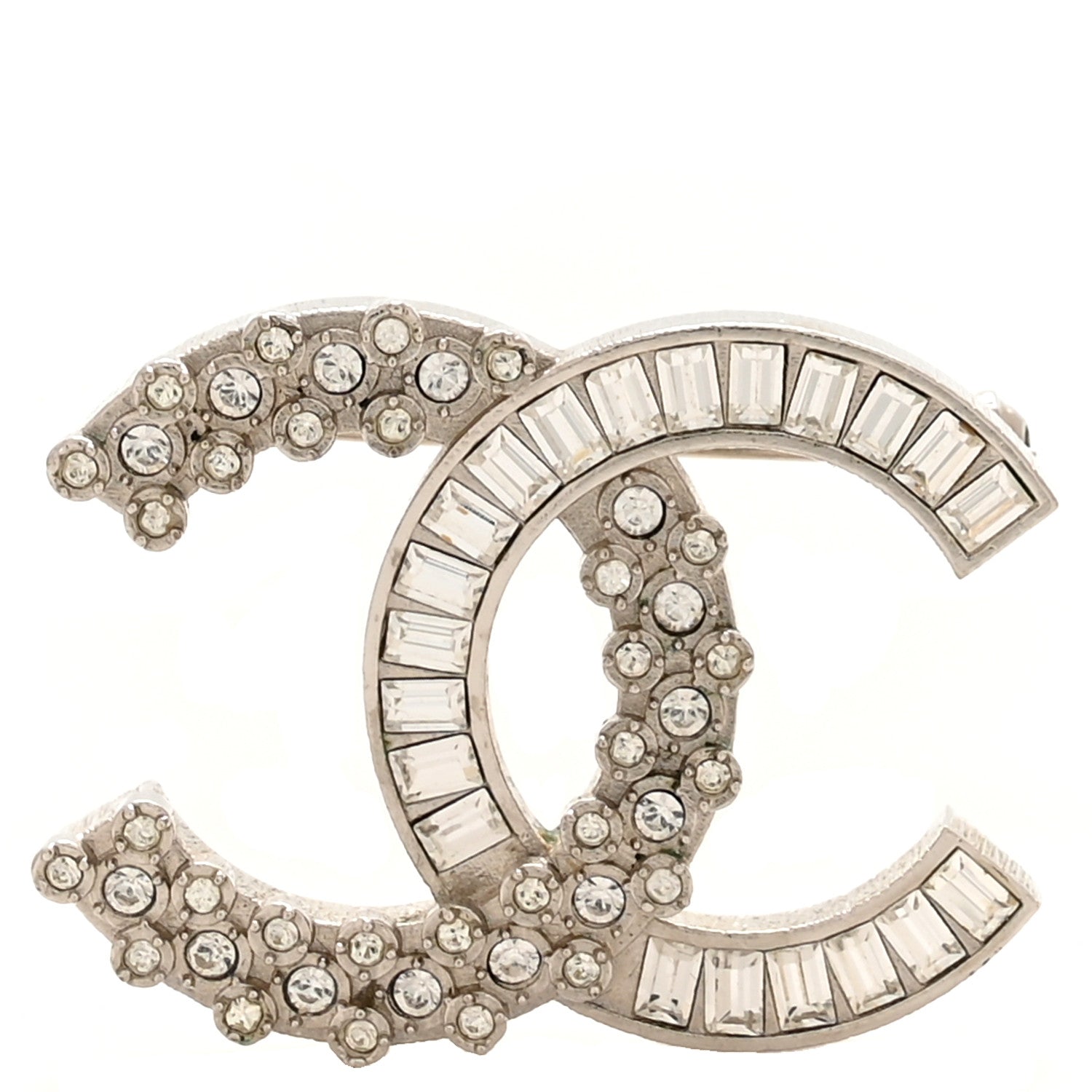 Chanel Crystal CC Brooch Silver 1 of 4