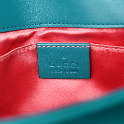 Gucci Velvet Matelasse Mini GG Marmont Shoulder Bag Pavone Cyan 6 of 11