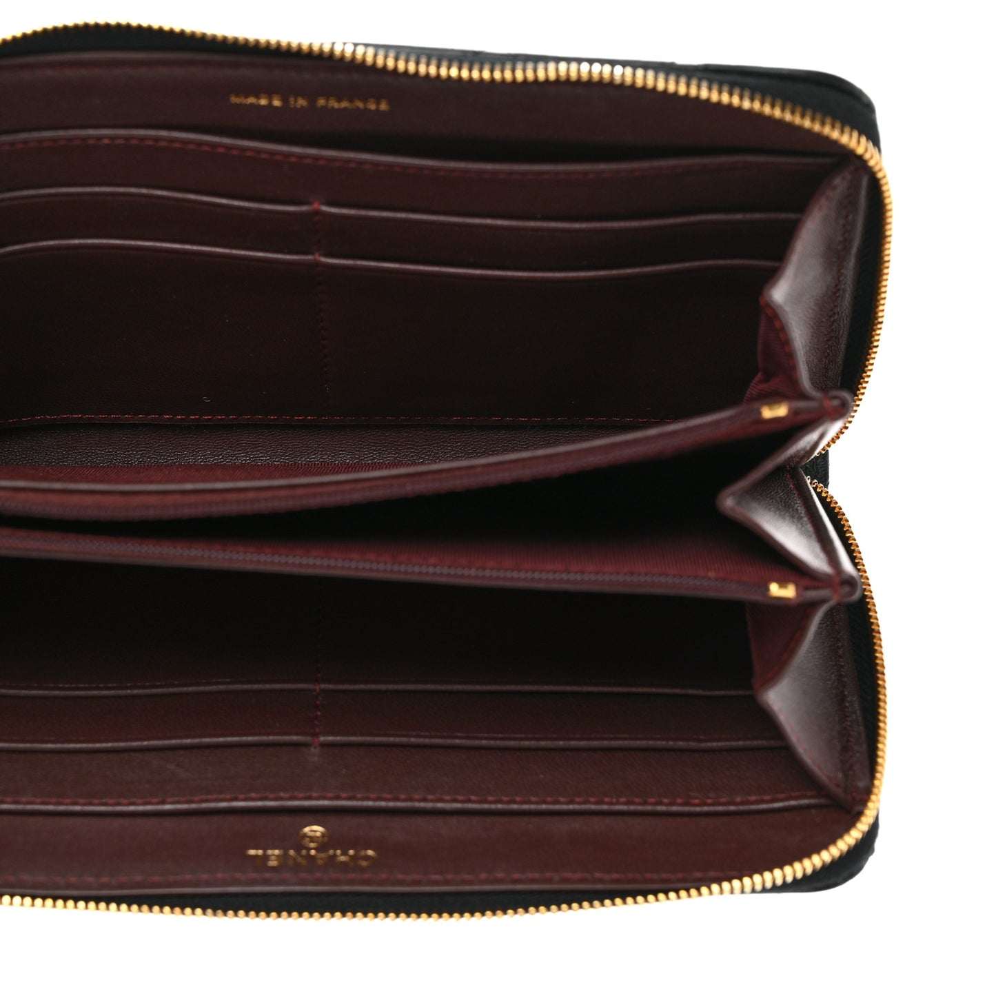 Lambskin Quilted Large Gusset Zip Around Wallet Black