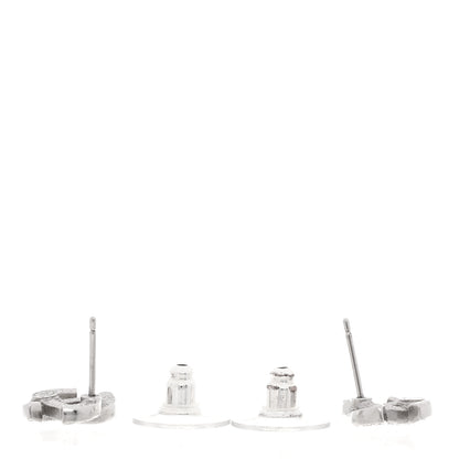 Chanel Metal Crystal CC Earrings Silver 3 of 5