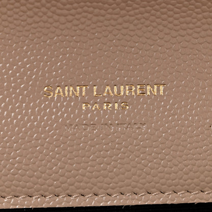 Saint Laurent Grain De Poudre Matelasse Chevron Monogram Envelope Clutch Dark Beige 6 of 12