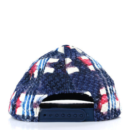 Chanel Tweed Printed Airline CC Cap Hat Red White Blue 5 of 7
