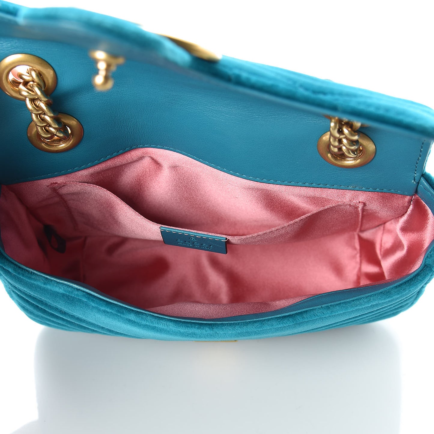 Velvet Matelasse Mini GG Marmont Shoulder Bag Pavone Cyan