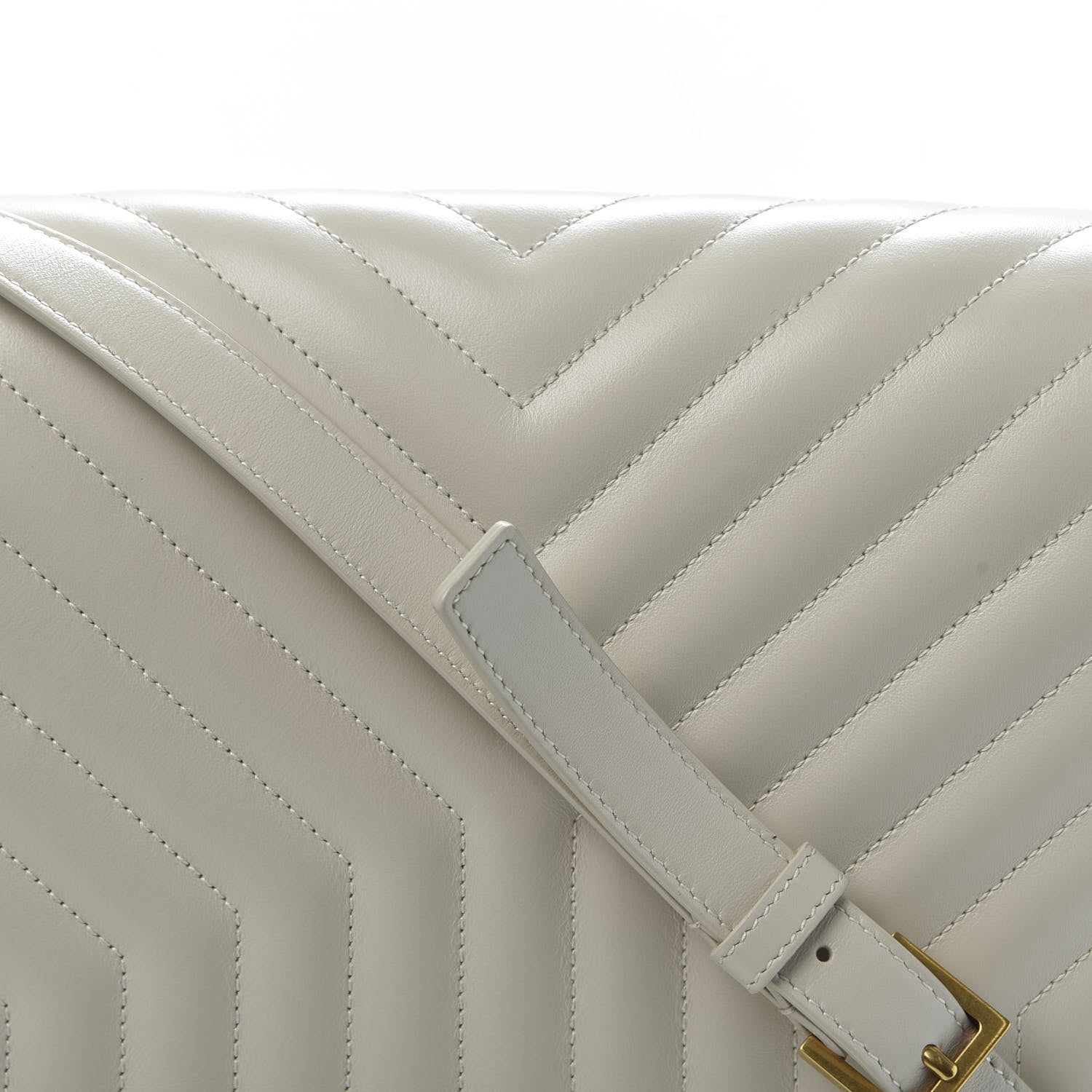 Saint Laurent Calfskin Quilted Y Joan Satchel White 10 of 10