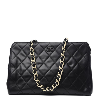 Chanel Lambskin Bekko Chain Large Shoulder Bag Black 1 of 8