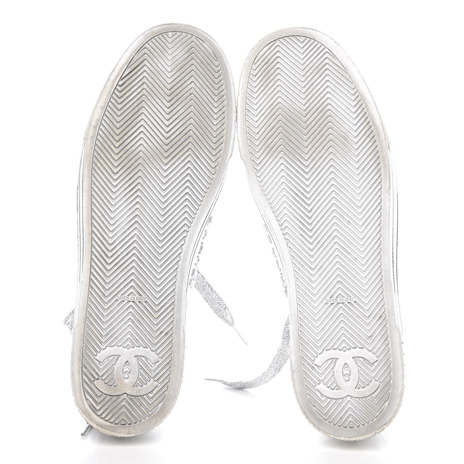 Chanel Laminated Lambskin Sneakers 39 Silver 5 of 10