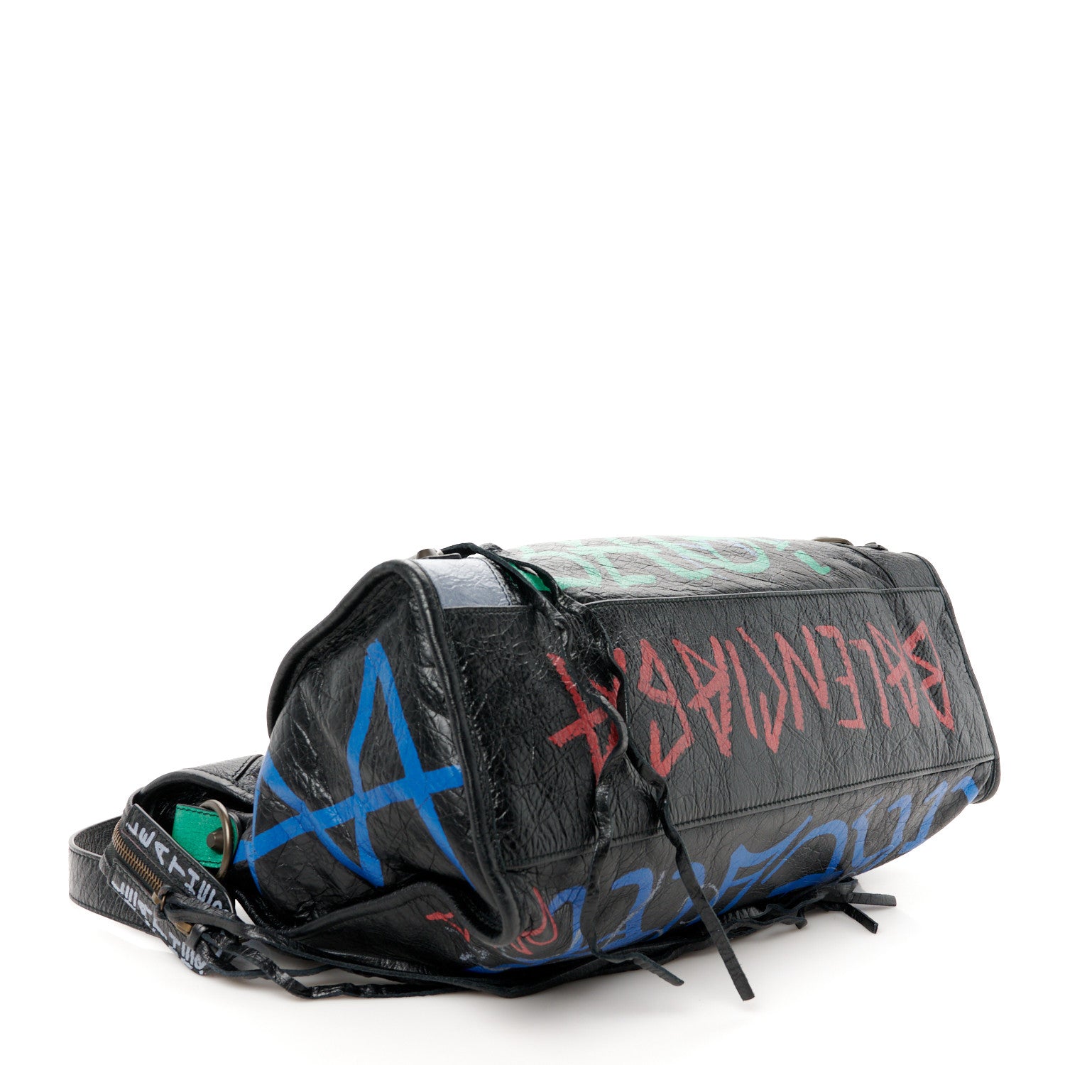 Balenciaga Agneau Graffiti All Over Classic Hardware City Black Vert Rouge 5 of 11