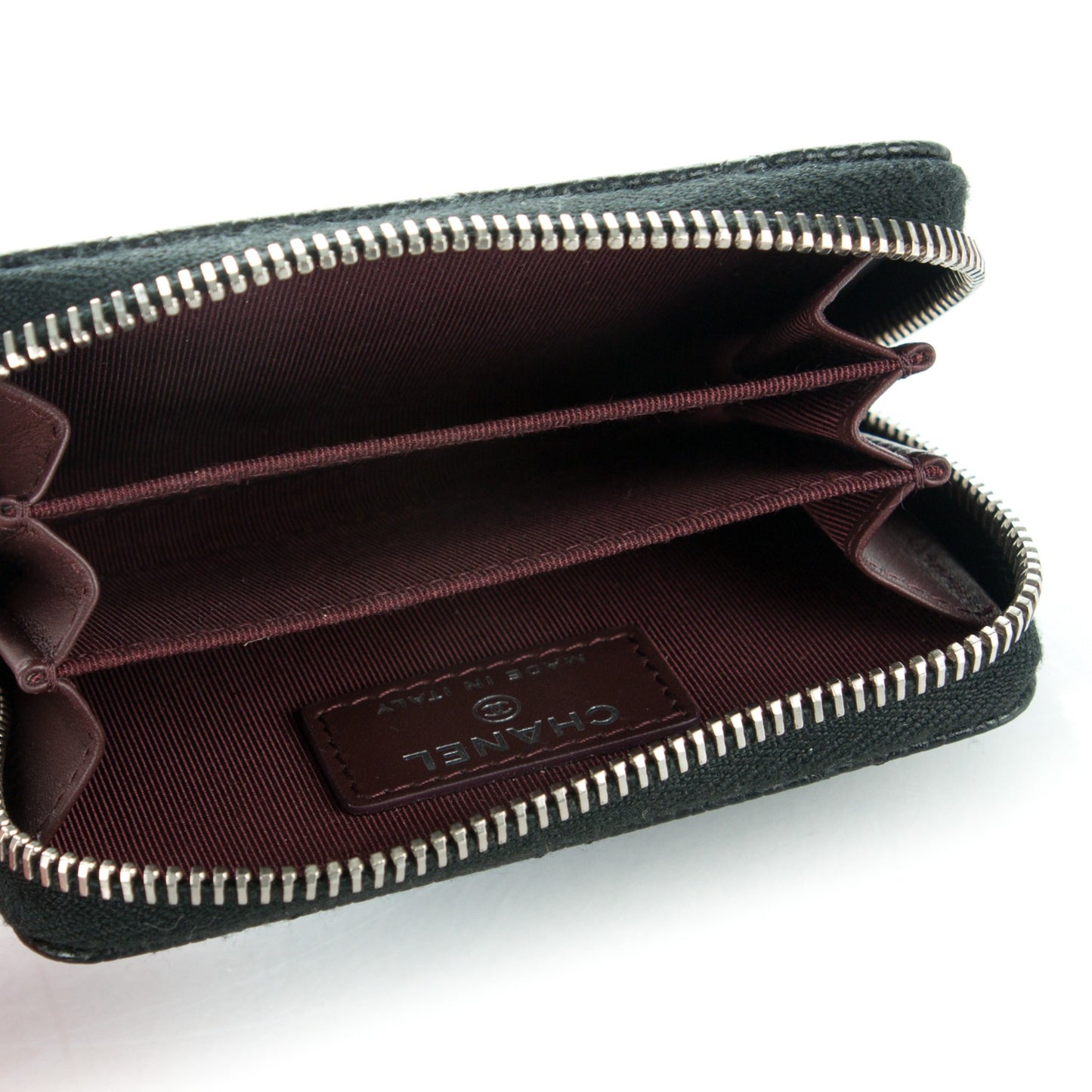 Caviar Quilted Zip Coin Purse Black