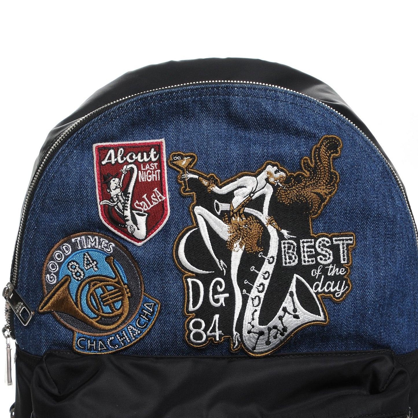 Denim Patched Volcano Backpack Black
