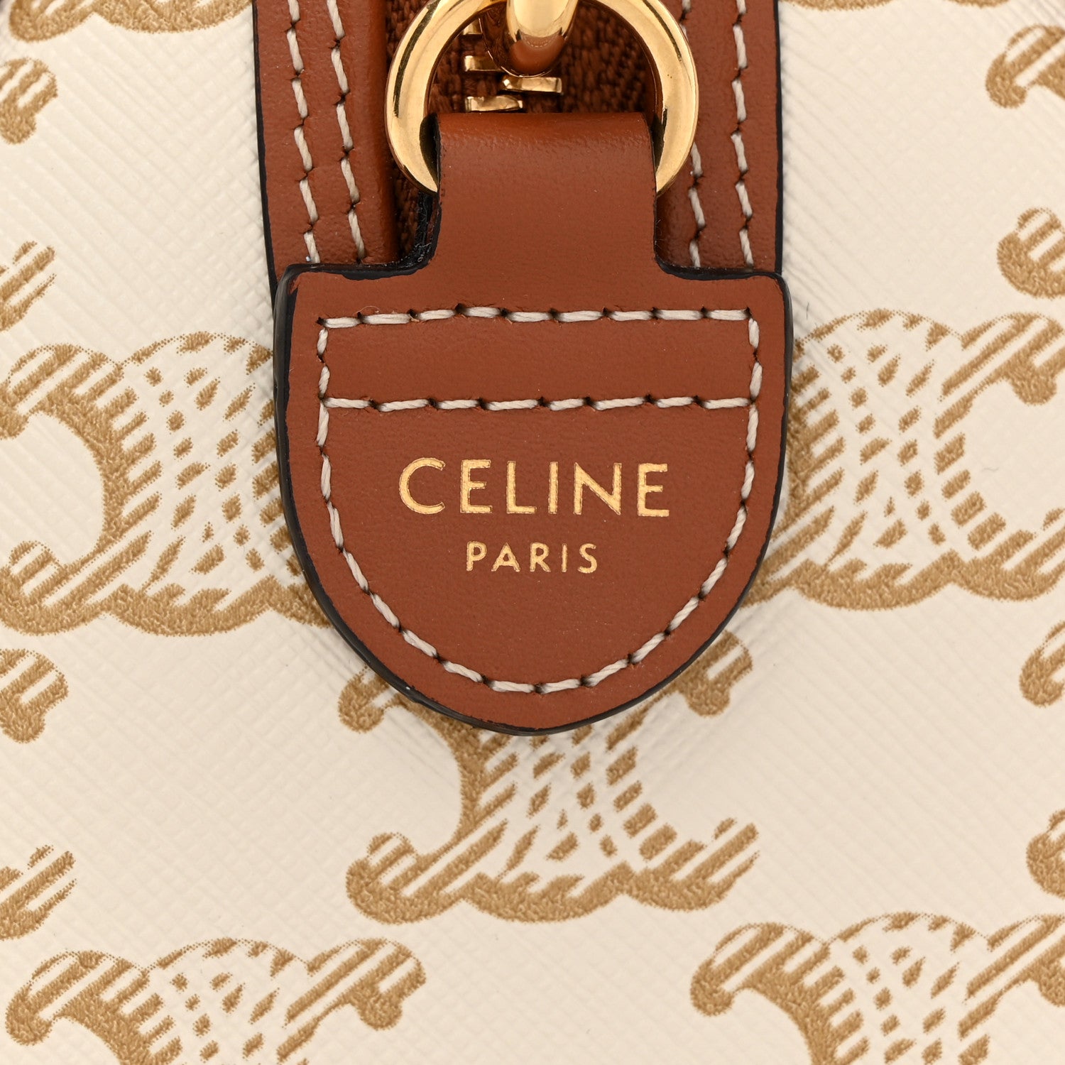 Celine Triomphe Canvas Calfskin Small Boston Bag White 8 of 11