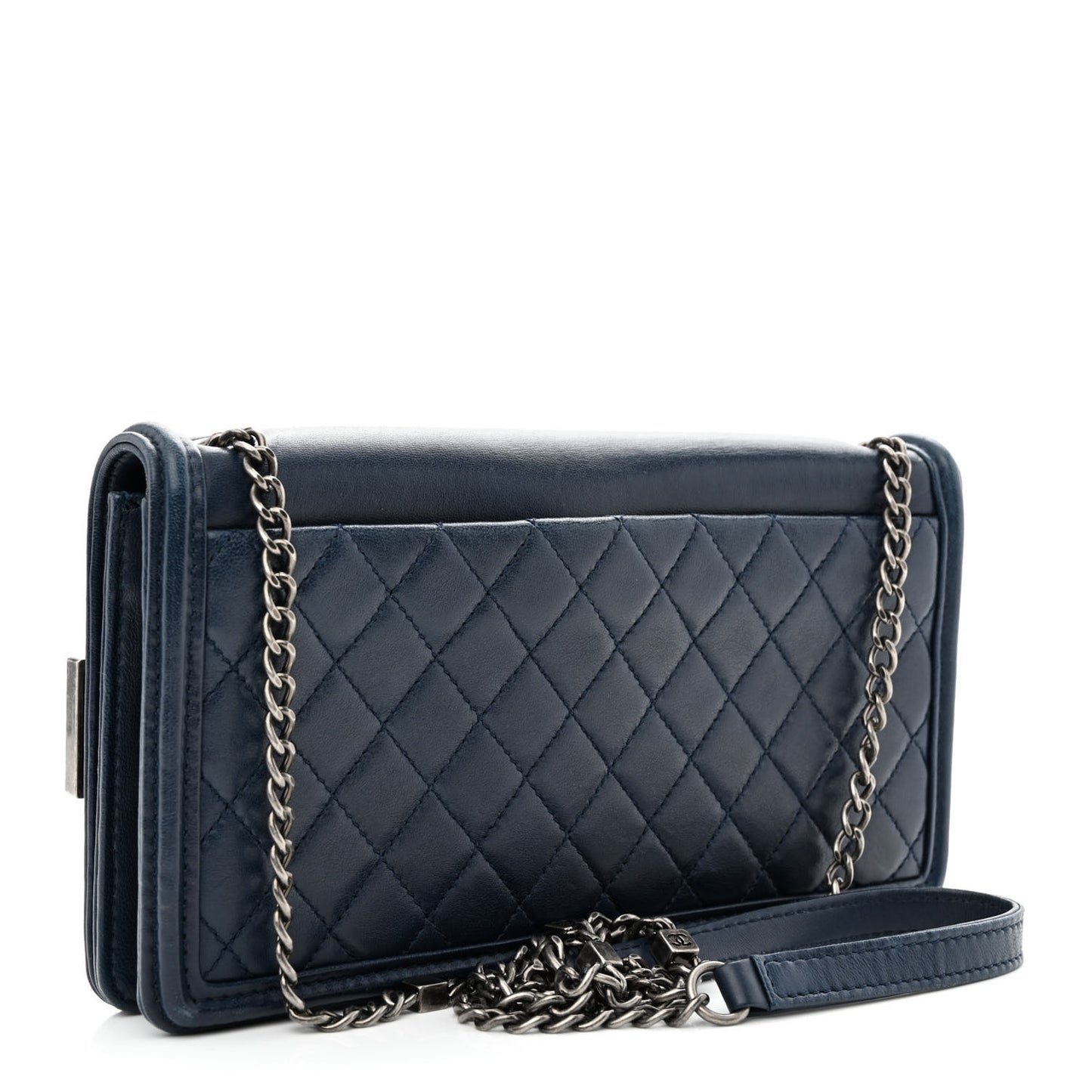 Lambskin Horizontal Boy Brick Flap Blue