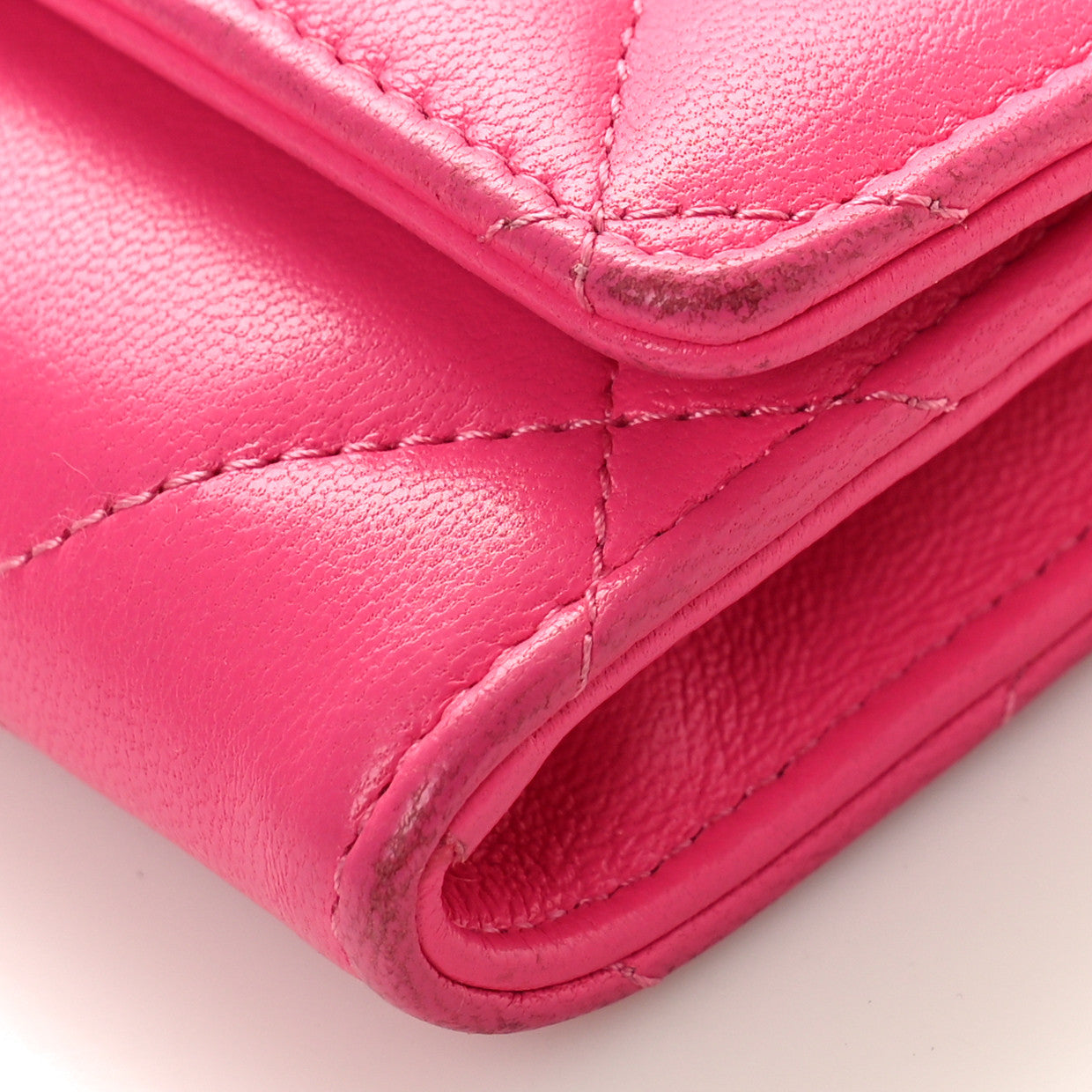 Lambskin Quilted Chanel 19 Flap Card Holder Dark Pink