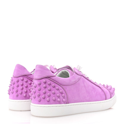 Christian Louboutin Suede Calfskin Vieira Spikes Womens Orlato Flat Sneakers 38 Lilac 5 of 9