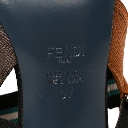 Fendi Technical Mesh Colibri 55mm Slingback Pumps 37 Black Verde Military 6 of 10