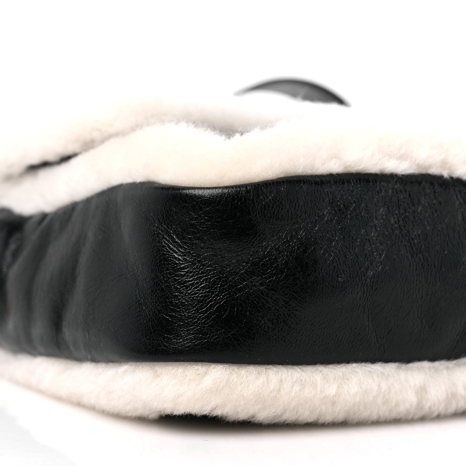 Fendi Lambskin Sheepskin Fur Large Baguette Black 7 of 9