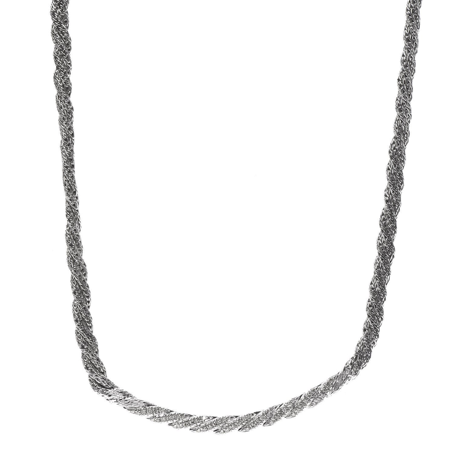 Sterling Silver Diamond 6mm Twisted Chain Necklace