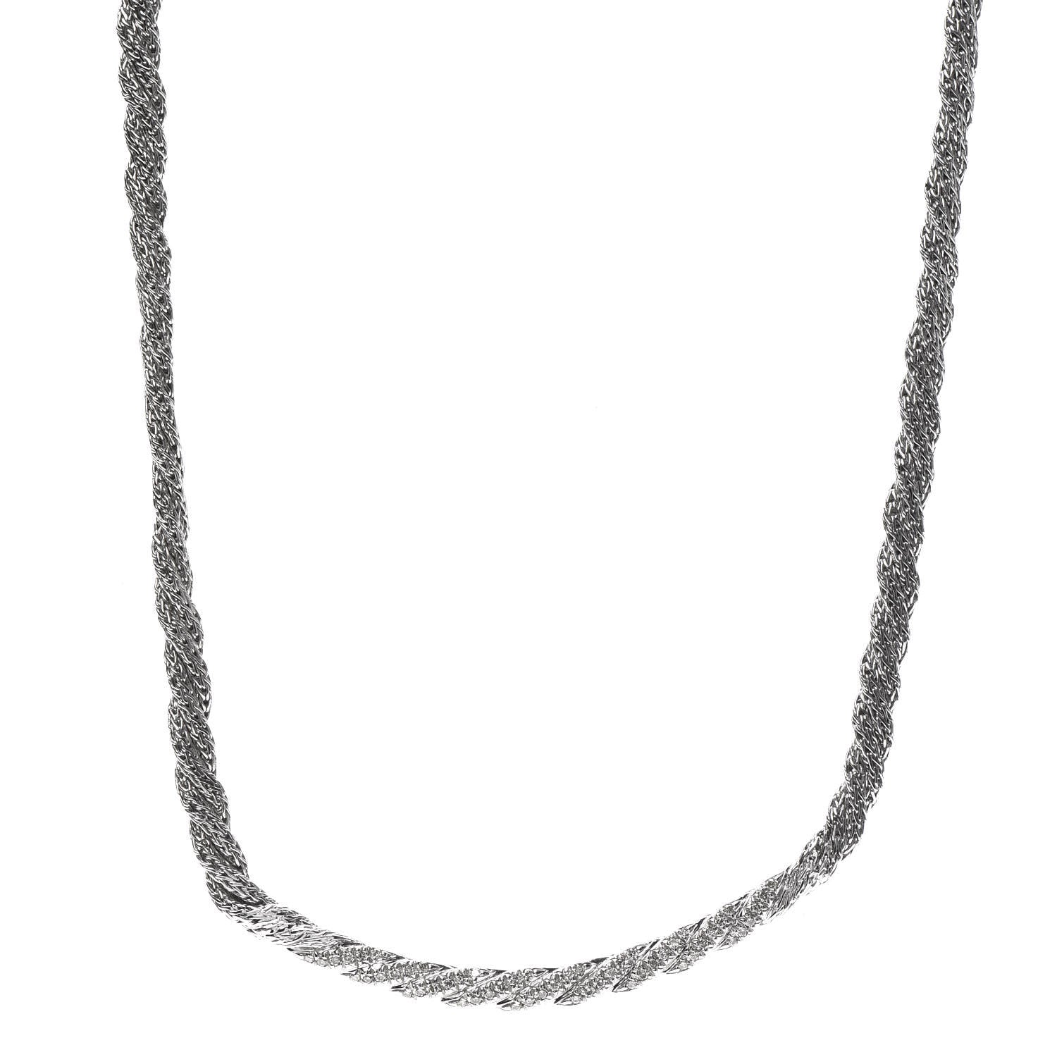 John Hardy Sterling Silver Diamond 6mm Twisted Chain Necklace 1 of 6
