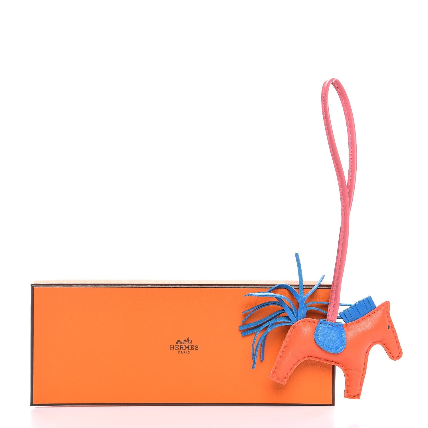 Hermes Milo Lambskin Grigri Rodeo Horse Bag Charm PM Orange Poppy Bleu Zanzibar Rose Azalee 5 of 5