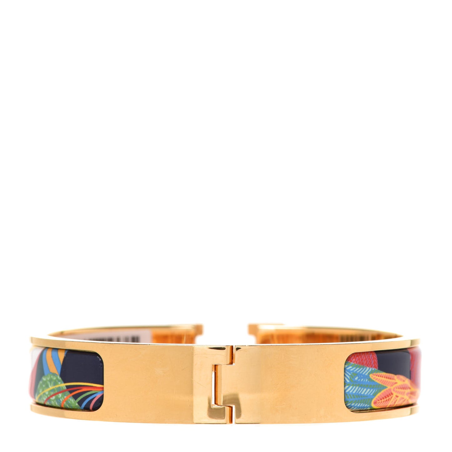 Enamel Narrow Print Toucans De Paradis Clic Clac H Bracelet PM Indigo Multicolor