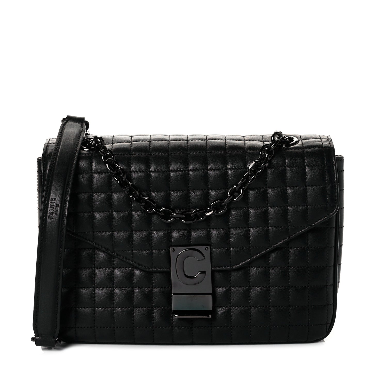 Calfskin Quilted Medium C Bag Black