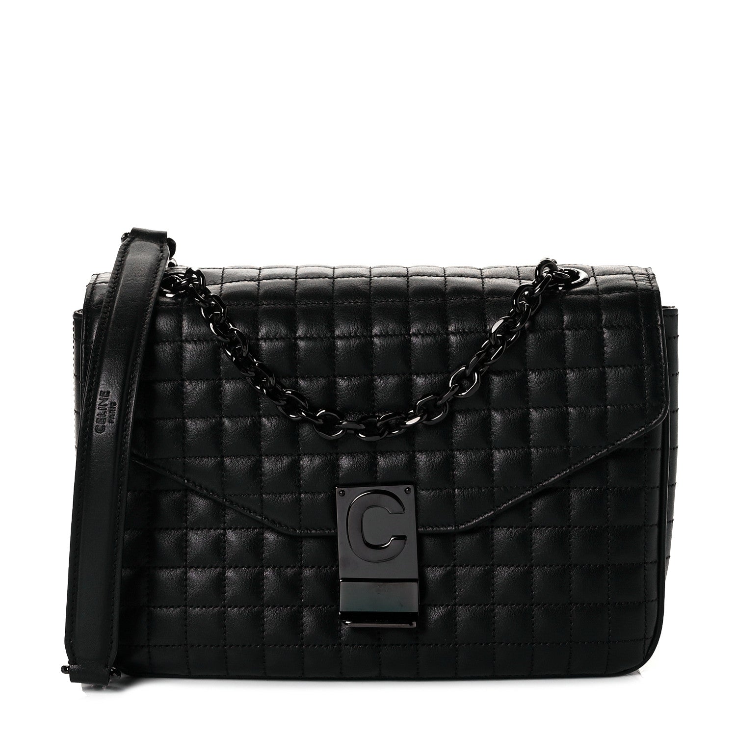 Celine Calfskin Quilted Medium C Bag Black 1 of 10