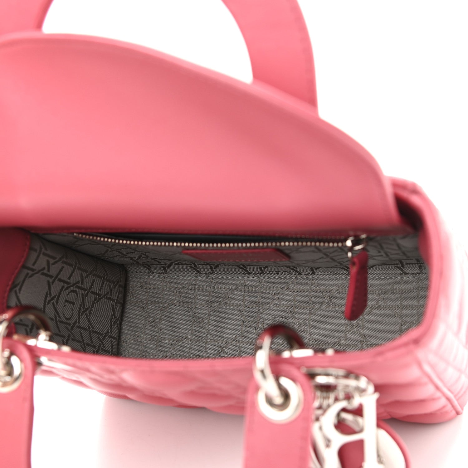 Christian Dior Lambskin Cannage Small My ABCDior Lady Dior Coral