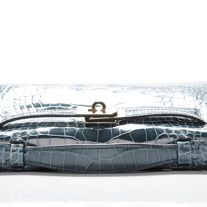 Hermes Shiny Alligator Kelly Pochette Blue Jean 9 of 17