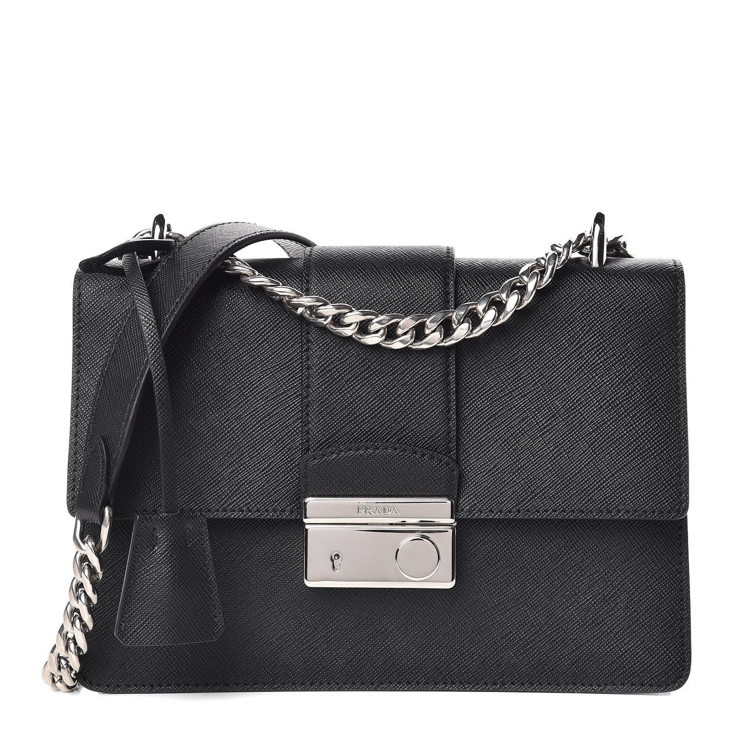 Prada Saffiano Pattina Crossbody Bag Black 1 of 9