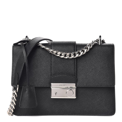 Prada Saffiano Pattina Crossbody Bag Black 1 of 9