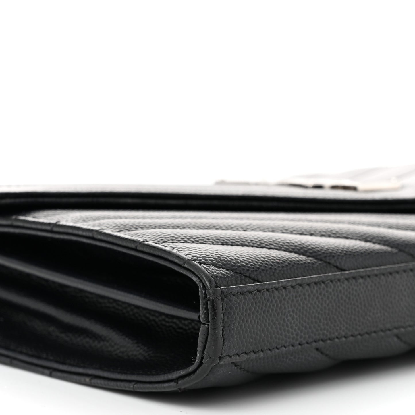 Grain De Poudre Matelasse Chevron Monogram Chain Wallet Black