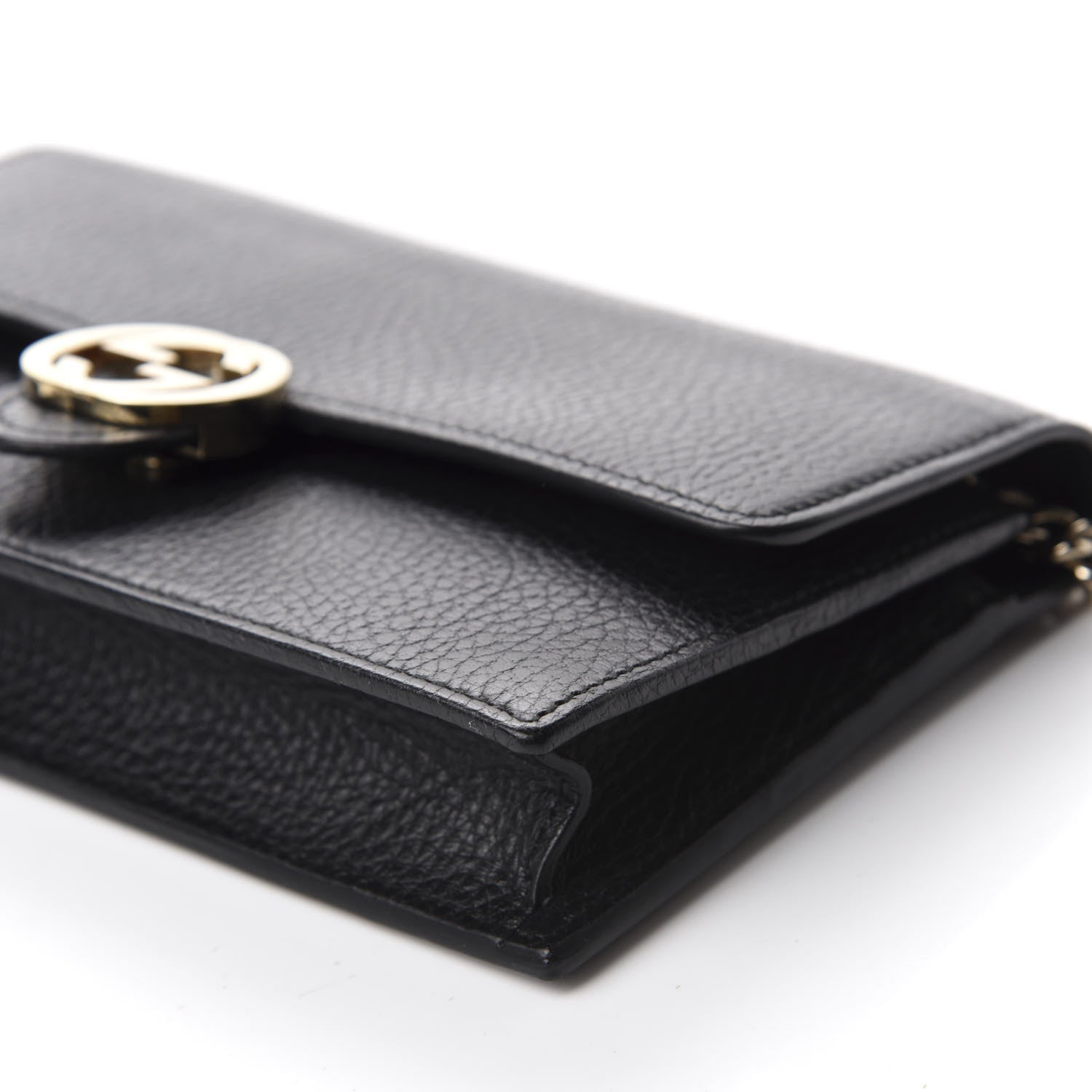 Gucci Dollar Calfskin Interlocking G Chain Wallet Black 7 of 11
