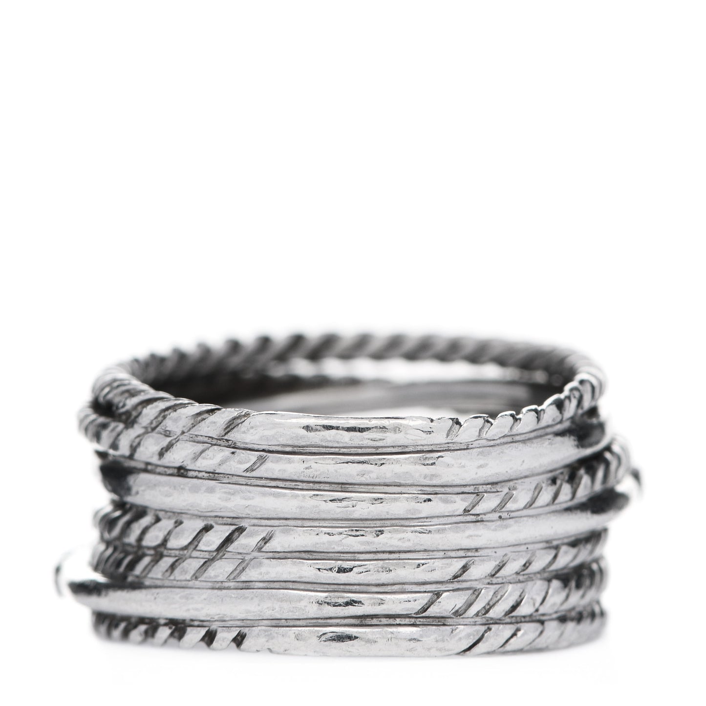 Sterling Silver Diamond 11mm Wide Crossover Cable Ring 54 7