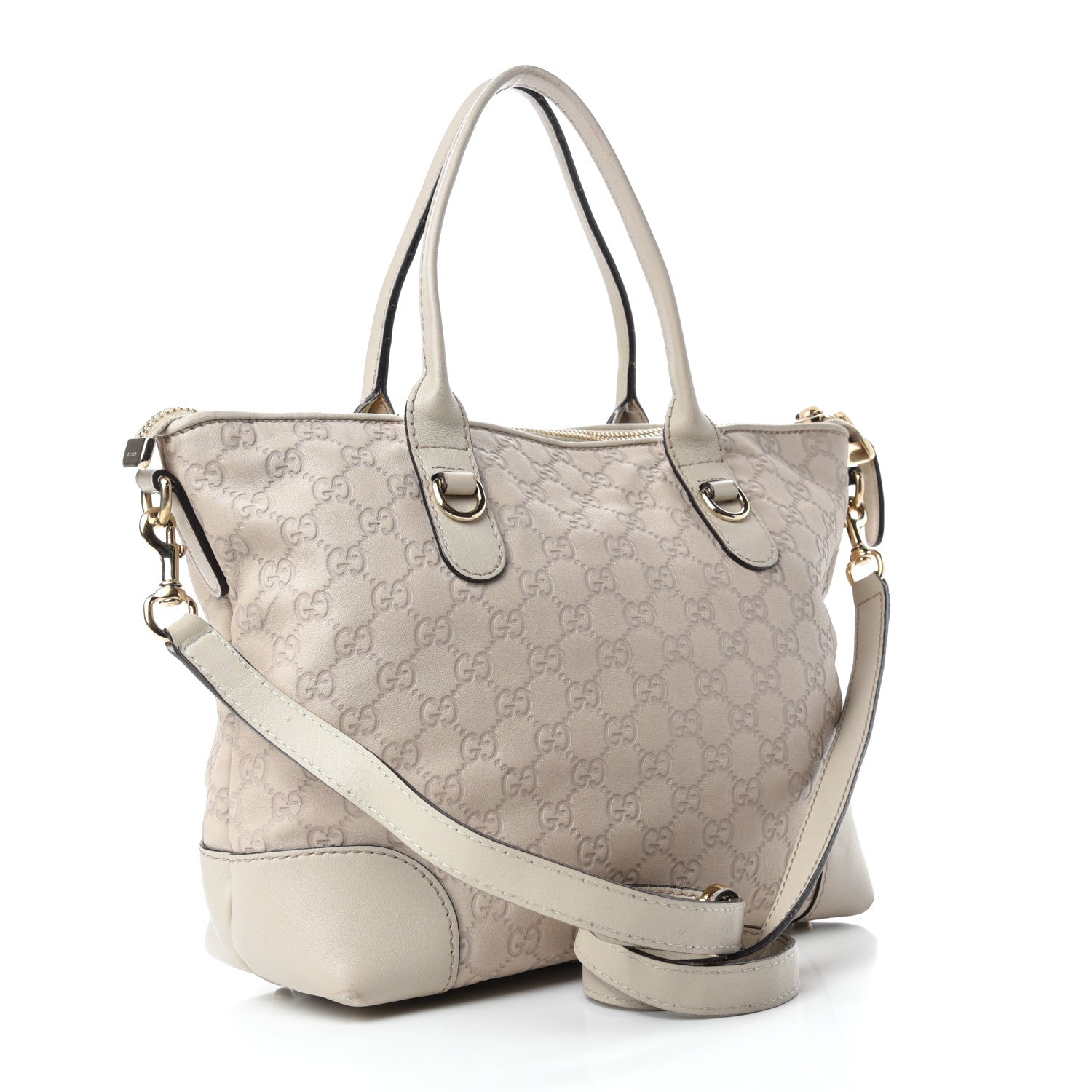 Gucci Guccissima Heart Bit Charm Top Handle Tote Off White 3 of 19