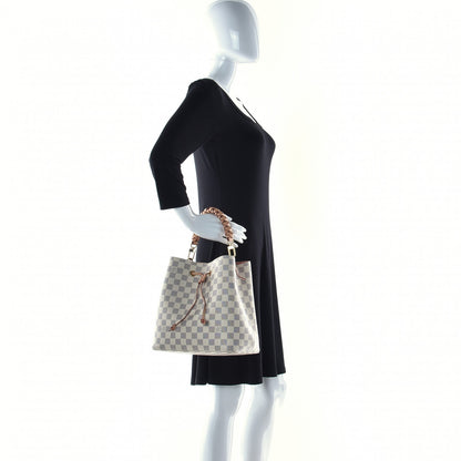 Louis Vuitton Damier Azur Braided Neonoe MM Peach Cream 2 of 19