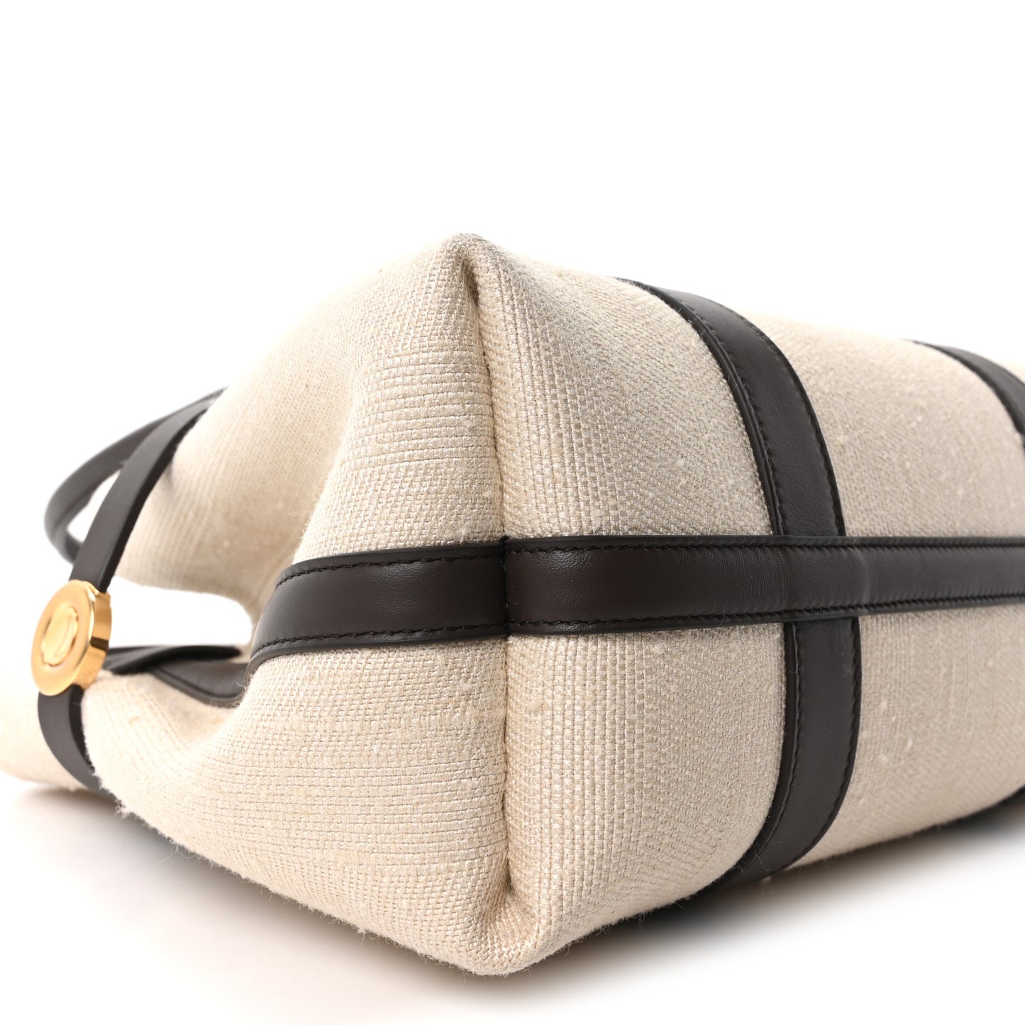 Silk Calfskin Small Ghiera Shopper Tote Milk Amber Dark Chocolate Licorice