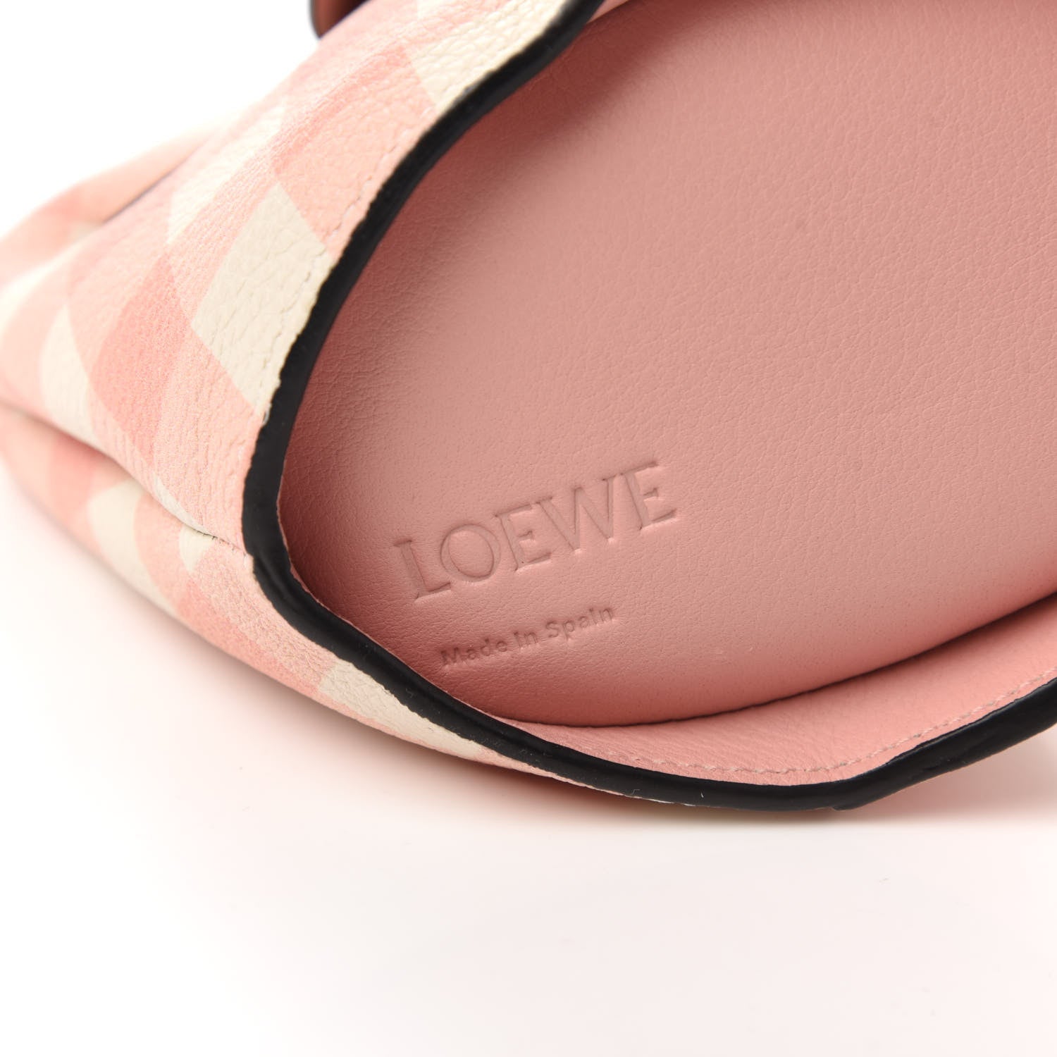 Loewe Calfskin Shearling Gingham Mini Bunny Crossbody Bag Pink 8 of 10