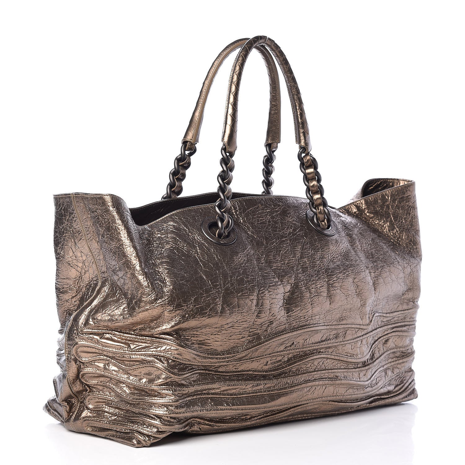 Bottega Veneta Metallic Crinkled Calfskin Tote 3 of 14