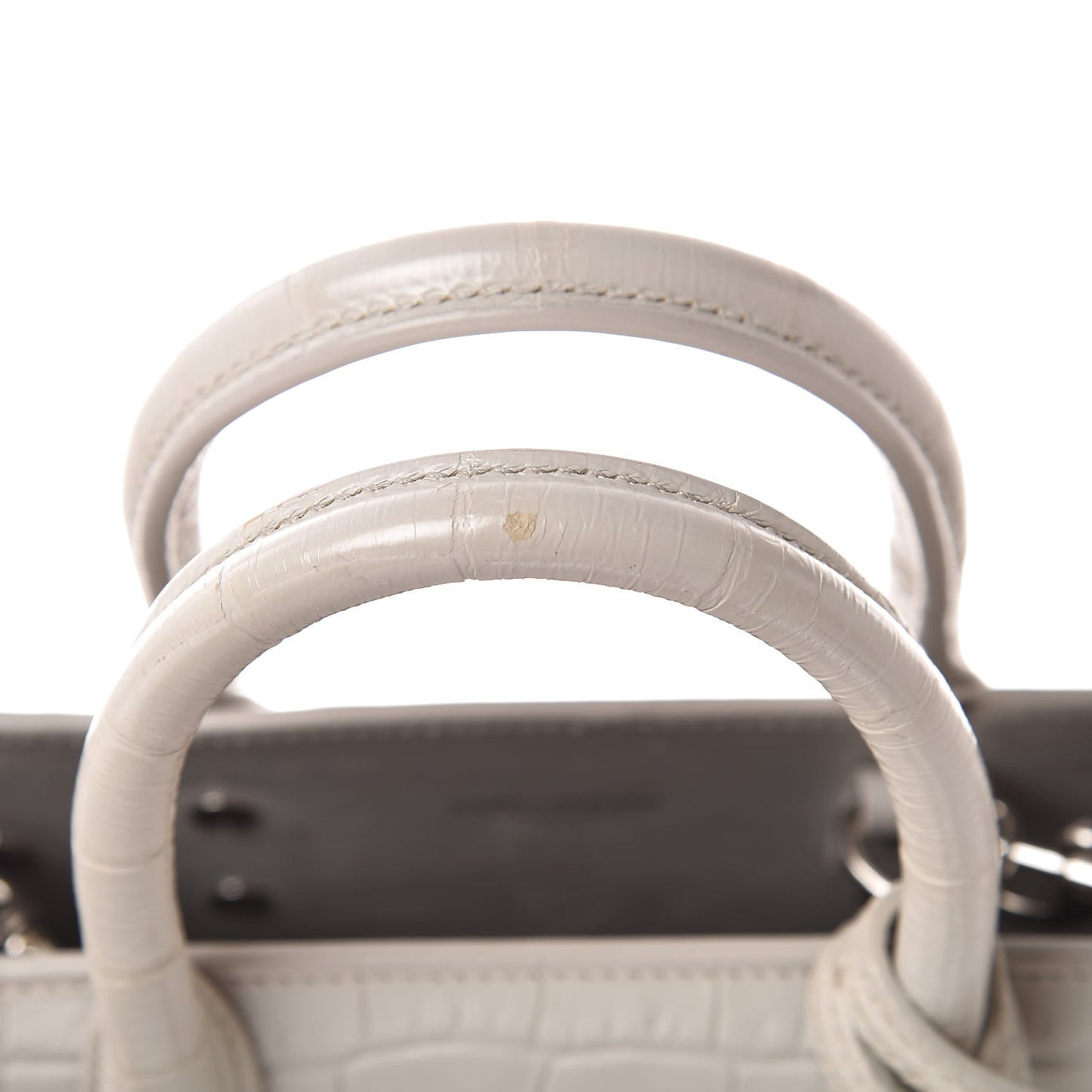 Croc Calfskin Embossed Nano Sac De Jour Cream Souffle