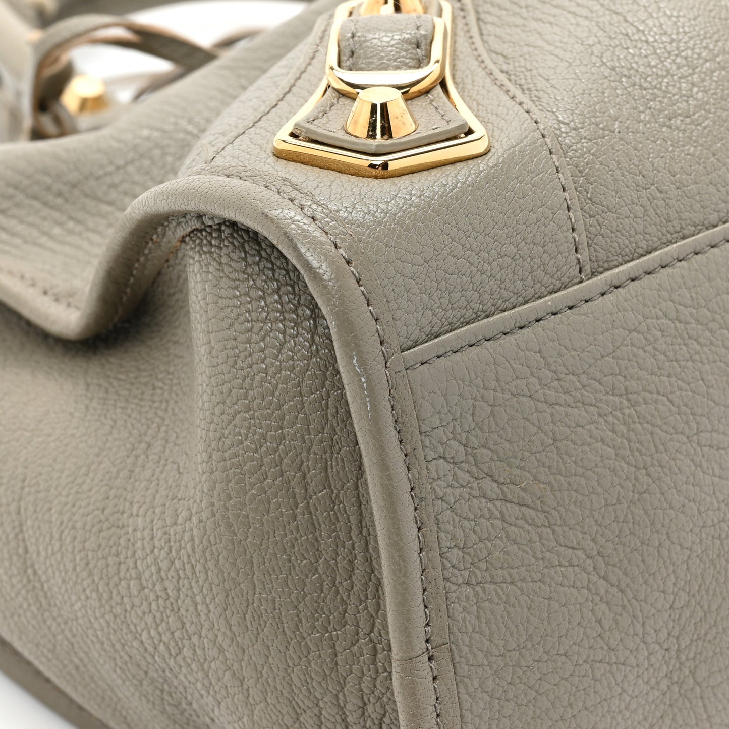 Chevre Gold Metallic Edge Hardware City Gris Taupe